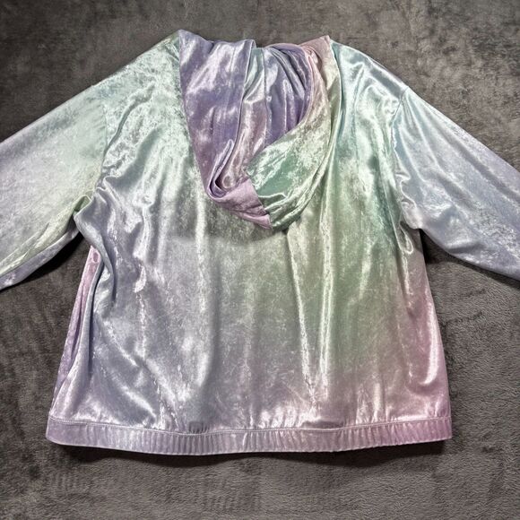 Nike Women Pastel Velour Hoodie Rainbow Velvet Cozy Sporty Plus Size 1X E114 - Picture 4 of 8
